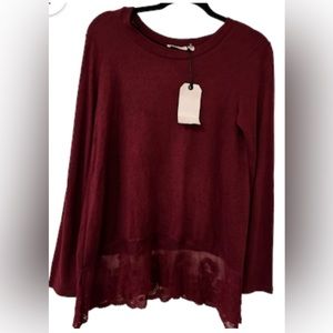 Oddy Fleece Tunic with lace hem and slits